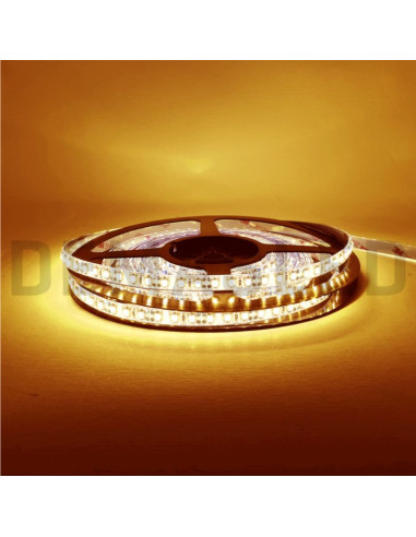 Tira LED SMD3528 IP68, 12V 9.6W/m, Cálido 800 lm/m, 120 LED/m, 5m