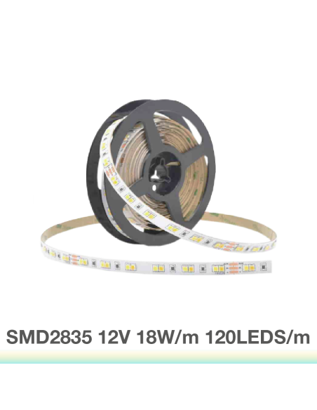 Tira LED SMD2835, 12V 8W/m Mix Frío-Cálido 880lm/m 120 LED/m, 5m