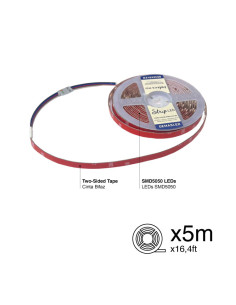 Tira LED SMD5050 24V 17W/M RGB Y Blanco 2500k 1400lm/M 96LED/M