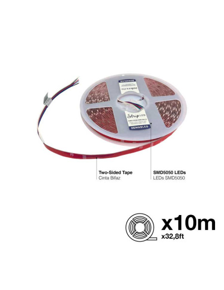 Tira LED SMD5050 24V 17W/M RGB Y Blanco 2500k 1400lm/M 96LED/M