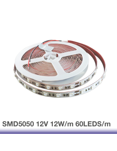 Tira LED UV SMD5050 12V 12W/M Ultravioleta 90lm/M 60 LEDs/M, 5m