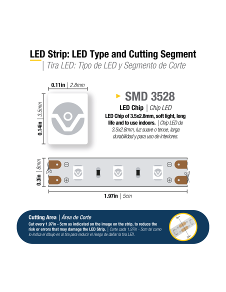 Tira LED SMD3528, 12V, 4.5W/m, 60 LEDs/m, 5m