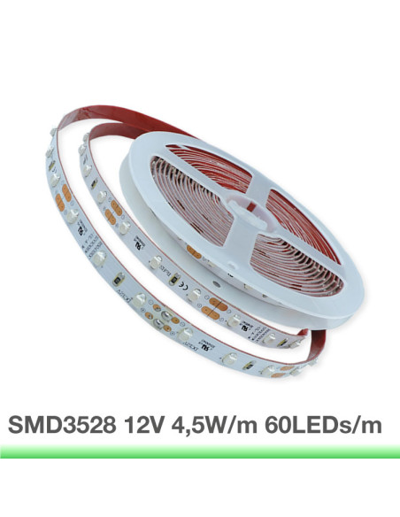 Tira LED SMD3528, 12V, 4.5W/m, 60 LEDs/m, 5m