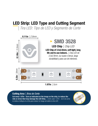Tira LED SMD3528, 12V, 4.5W/m, 60 LEDs/m, 5m