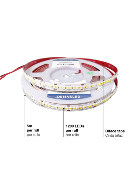 Tira LED SMD2835, 24V 33W/m, 4600 lm/m 240 LEDs/m, 5m