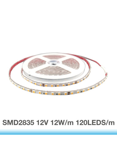 Tira LED SMD2835, 12V 12W/m 1200 lm/m, 120 LEDs/m, 5m