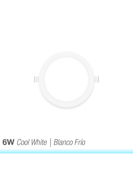 Panel LED redondo blanco de 12cm, 6W 390lm blanco para empotrar