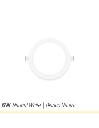 Panel LED redondo blanco de 12cm, 6W 390lm blanco para empotrar