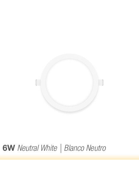 Panel LED redondo blanco de 12cm, 6W 390lm blanco para empotrar