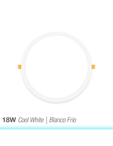 Panel LED redondo blanco de 22cm, 18W 1500lm, de empotrar
