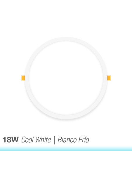 Panel LED redondo blanco de 22cm, 18W 1500lm, de empotrar
