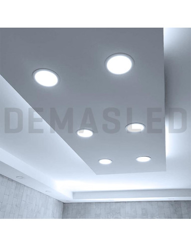Panel LED redondo blanco de 22cm, 18W 1500lm, de empotrar
