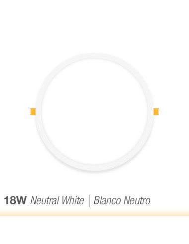 Panel LED redondo blanco de 22cm, 18W 1500lm, de empotrar