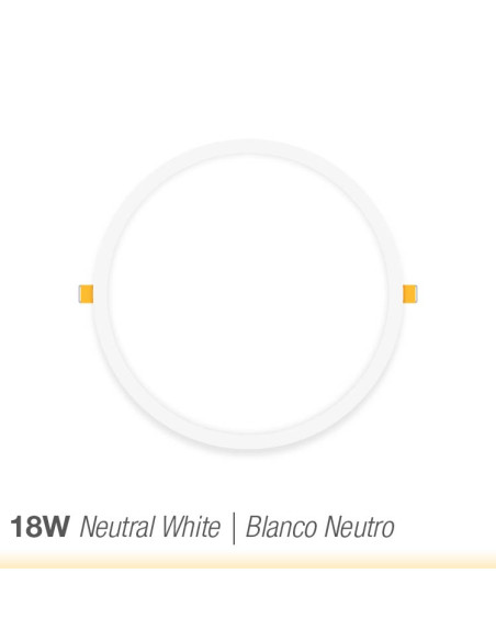 Panel LED redondo blanco de 22cm, 18W 1500lm, de empotrar