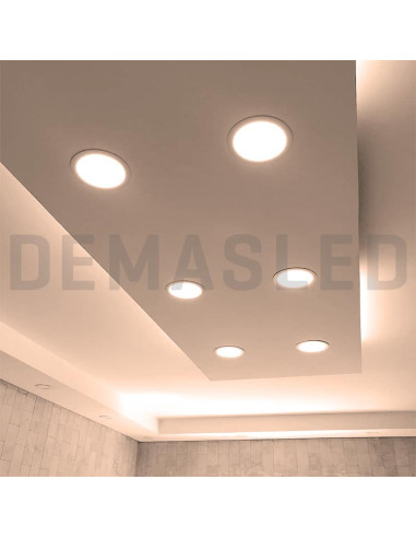Panel LED redondo blanco de 22cm, 18W 1500lm, de empotrar