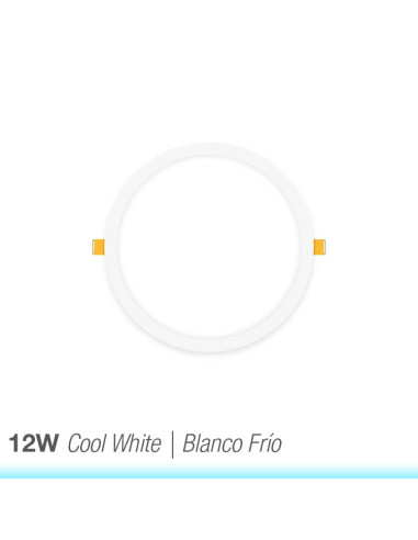 Panel LED redondo blanco de 17cm, 12W 900lm Frío, de empotrar
