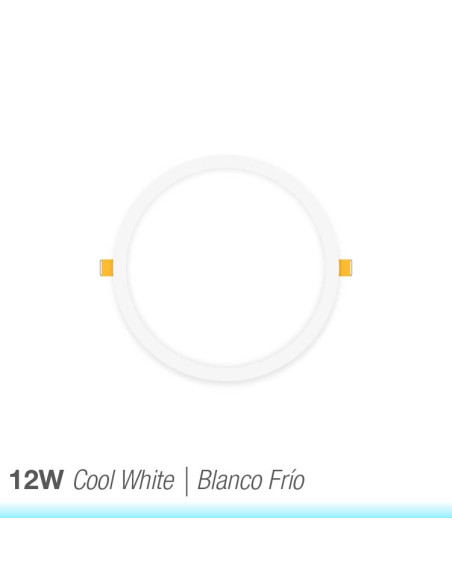 Panel LED redondo blanco de 17cm, 12W 900lm Frío, de empotrar