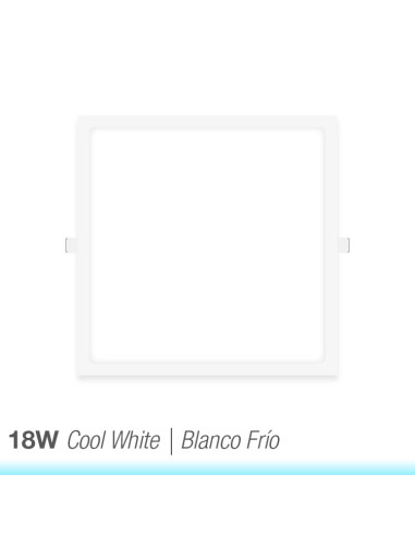 Panel LED cuadrado blanco, 22.3x22.3cm 18W 1440lm, empotrar