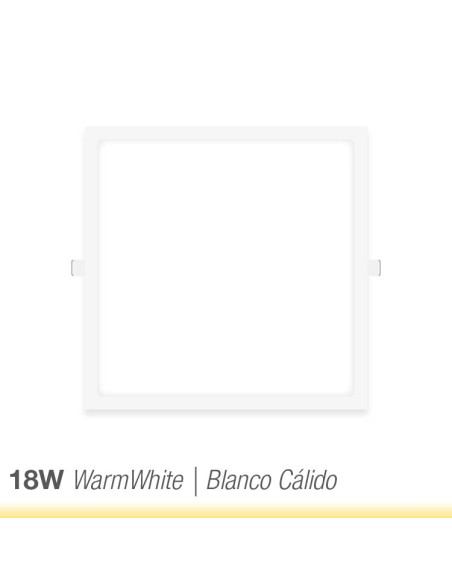 Panel LED cuadrado blanco, 22.3x22.3cm 18W 1440lm, empotrar