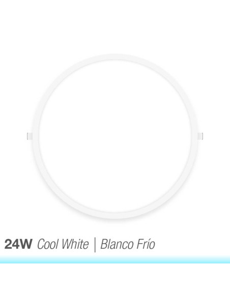 Panel LED redondo blanco de 30cm, 24W 1920lm, de empotrar