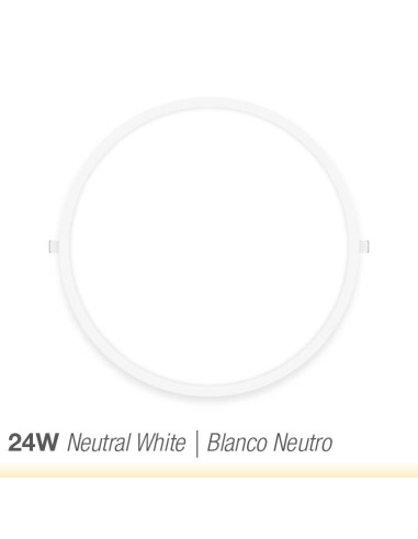 Panel LED redondo blanco de 30cm, 24W 1920lm, de empotrar