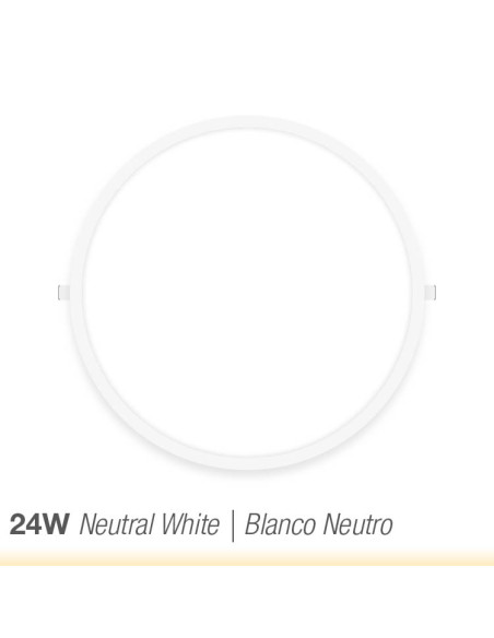 Panel LED redondo blanco de 30cm, 24W 1920lm, de empotrar