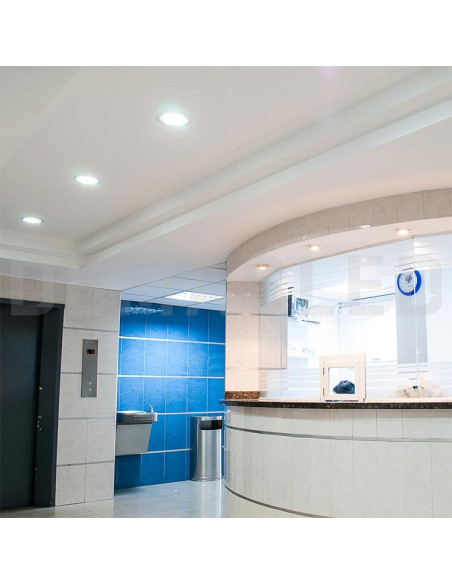 Panel LED redondo blanco de 30cm, 24W 1920lm, de empotrar