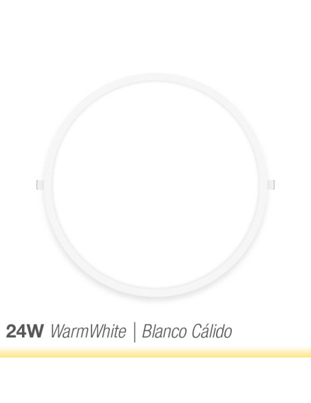 Panel LED redondo blanco de 30cm, 24W 1920lm, de empotrar