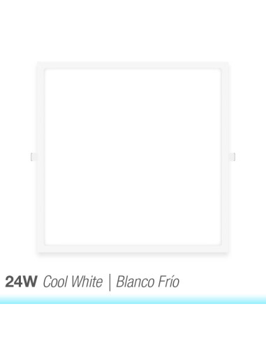 Panel LED cuadrado blanco de 30x30cm, 24W 1920lm, empotrar