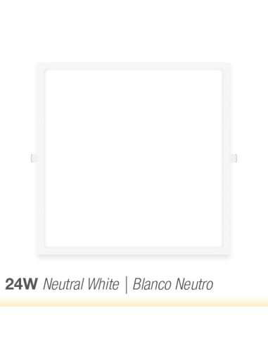 Panel LED cuadrado blanco de 30x30cm, 24W 1920lm, empotrar