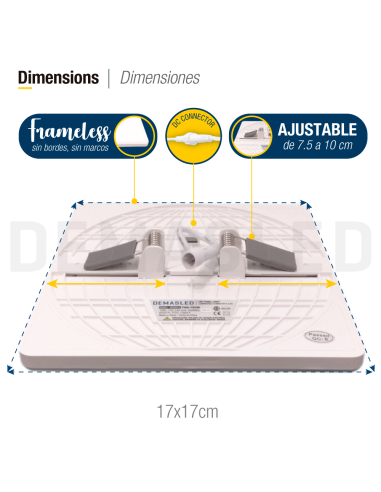 Panel LED cuadrado AJUSTABLE de 17x17cm 18W 1620lm, Empotrar