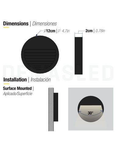 Aplique Exterior WALL ROUND LED 6W Blanco Neutro 12cm 220-240V