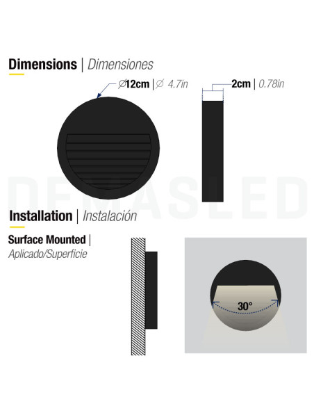 Aplique Exterior WALL ROUND LED 6W Blanco Neutro 12cm 220-240V