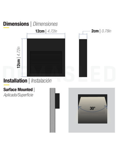 Aplique Exterior WALL SQUARE LED 6W Blanco Neutro 12x12cm 220-240V