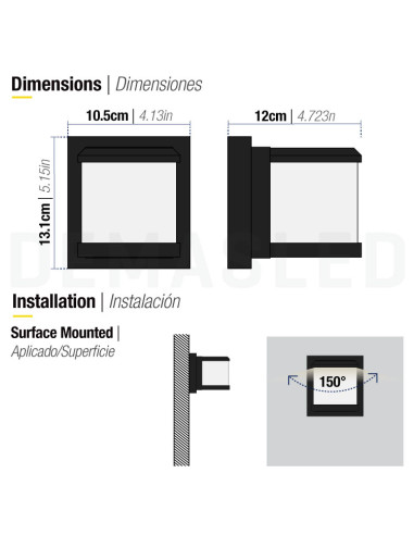 Aplique Exterior WALL Lamp 10W 280lm Blanco Neutro 85-265V IP65