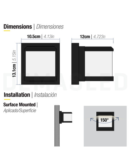 Aplique Exterior WALL Lamp 10W 280lm Blanco Neutro 85-265V IP65