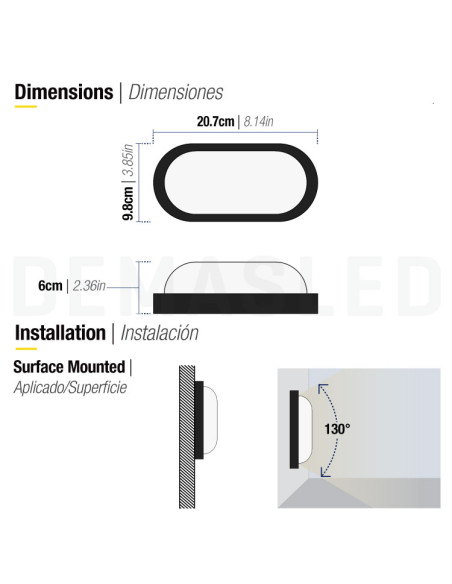Aplique Exterior WALL OVAL LED 10W 800lm Blanco Neutro 85-265V