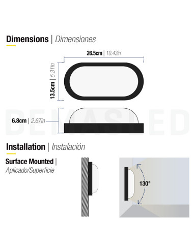 Aplique Exterior WALL OVAL LED 18W 1500lm Blanco Neutro 85-265V