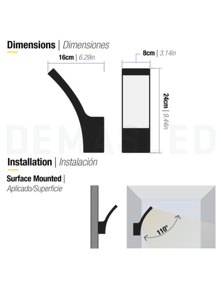 Aplique Exterior CURVED LED de Pared 11W Neutro 1000lm 220-240V