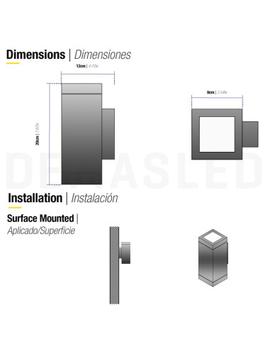 Aplique de pared Cuadrado Bidireccional Cromada 220-240V GU10