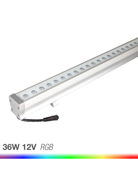 Bañador LED de Exterior IP66, RGB 12V 36W 3A, 1m