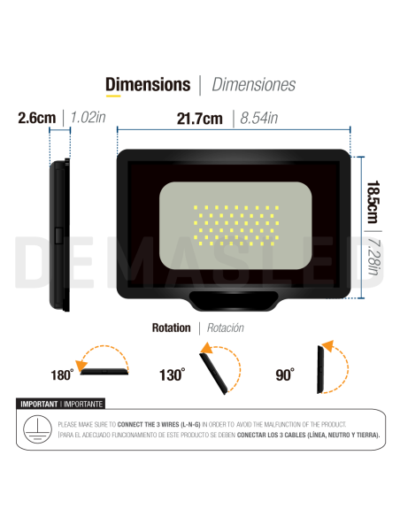 Proyector LED para Exteriores 50W 4250lm Blanco Frio 6500K, 220V