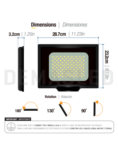 Proyector LED para Exteriores, 100W 8500lm Blanco Frio 6500K 220V