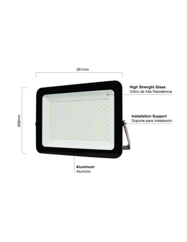 Proyector LED de Exteriores, 200W, 17000lm Blanco Frio 6500K 220V