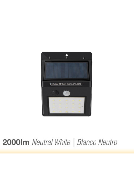 Aplique de pared LED Solar 150lm Blanco Neutro 4000°K IP65