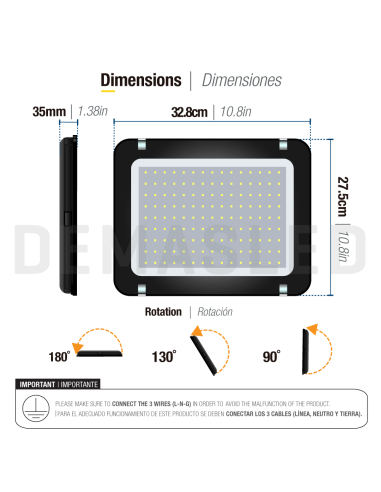 Proyector LED de Exteriores 150W 12750lm Blanco Frio 6500K 220V