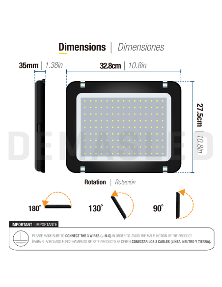 Proyector LED de Exteriores 150W 12750lm Blanco Frio 6500K 220V