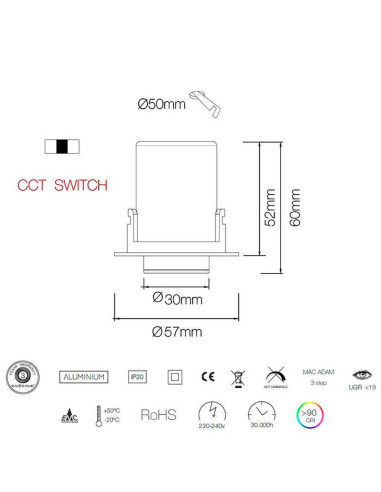 Foco 4W Negro Nano Oxo-R 45º