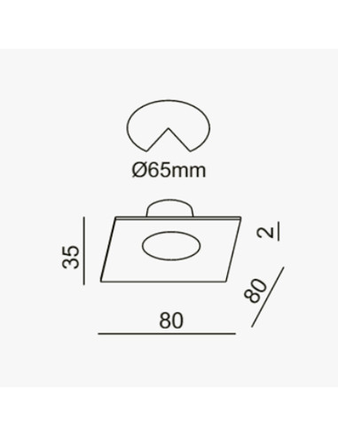 Empotrable cuadrado blanco mate 5W 60º 80x80mm lc1428sq