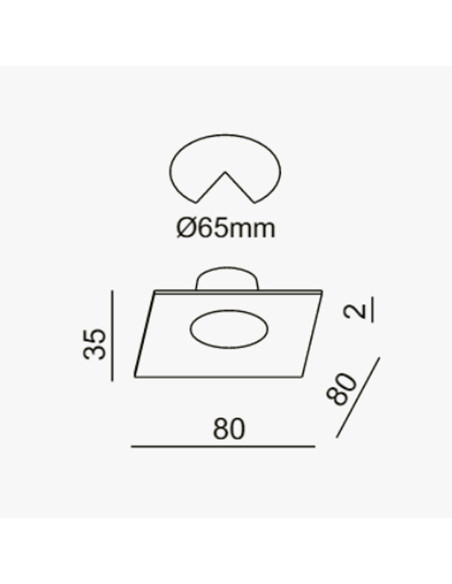 Empotrable cuadrado blanco mate 5W 60º 80x80mm lc1428sq